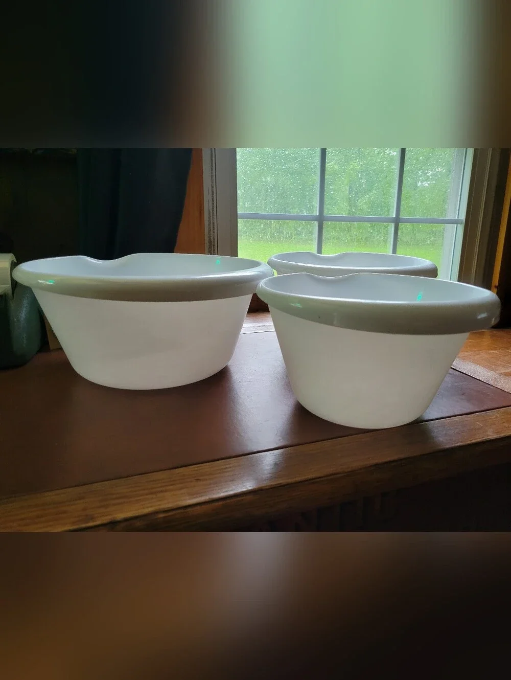 3 White Nesting Mixing Bowls Made In USA